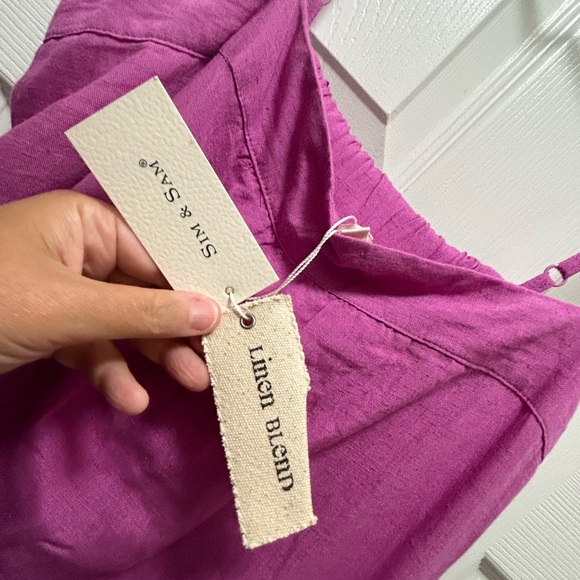 Sim & Sam Easter Maxi dress LINEN blend NWT large Spring midi - Picture 2 of 6